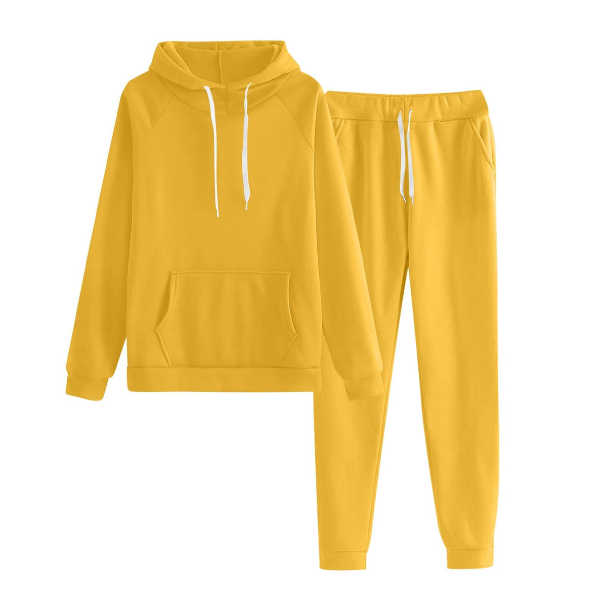 2024 Womens Sweatsuits 2 Piece Set Fall Hoodies and Pants Sets Lounge Jogger Track Suits Casual Workout Sets Travel Set Womens Clothing Yellow 3XL